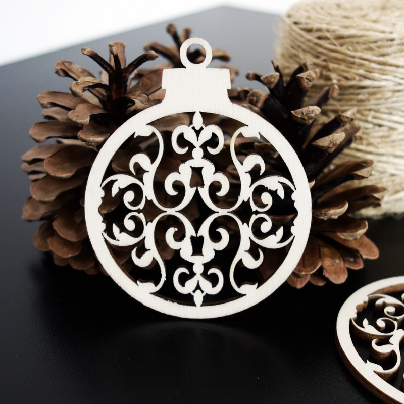 Wooden ornament-Christmas ball, size: 79x90 mm