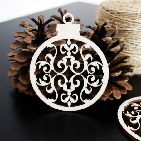 Wooden ornament-Christmas ball, size: 79x90 mm