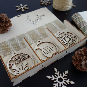 55/5000 Set of beautiful Christmas decorations made of wood, 1 set-18 pieces 2