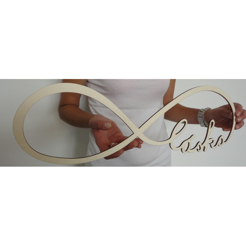 Wooden inscription. Neverending love. Size: 500x 164 mm