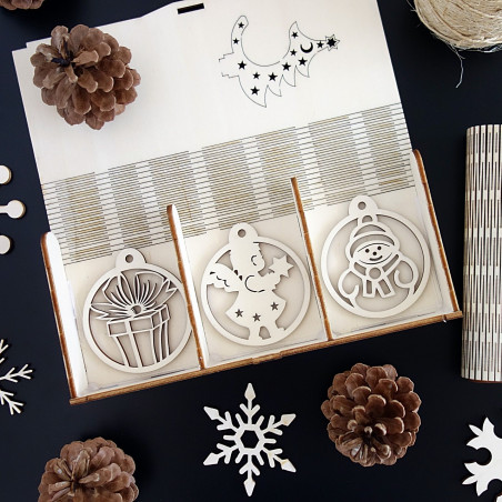 Wooden Christmas decorations, 1 set-18 pieces Wooden Christmas decorations, 1 set-18 pieces