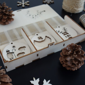 Wooden Christmas tree decorations, 1 set-18 pieces 2