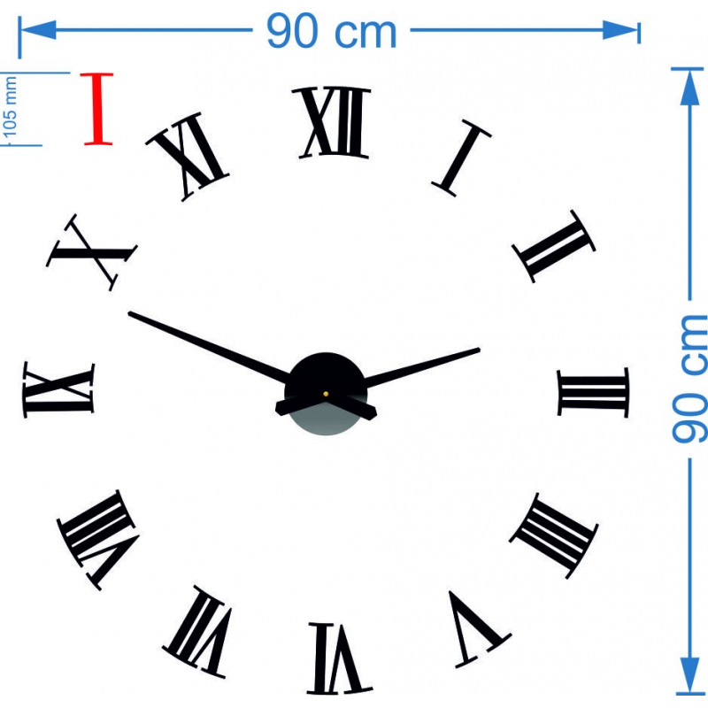Adhesive wall clock Roman 2D plexiglass