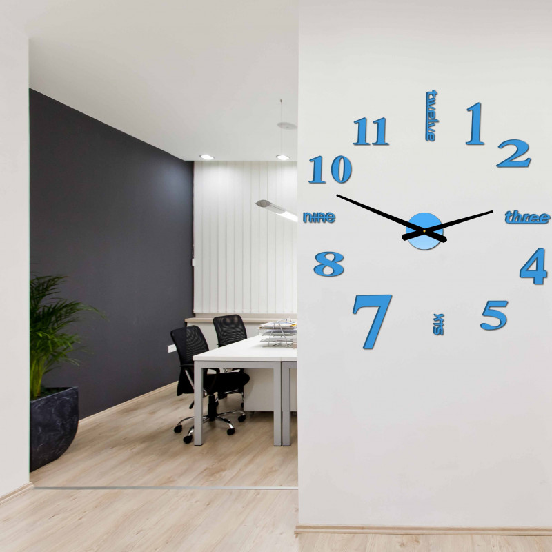 Modern wall clock seven 2D plexiglass MIRROR