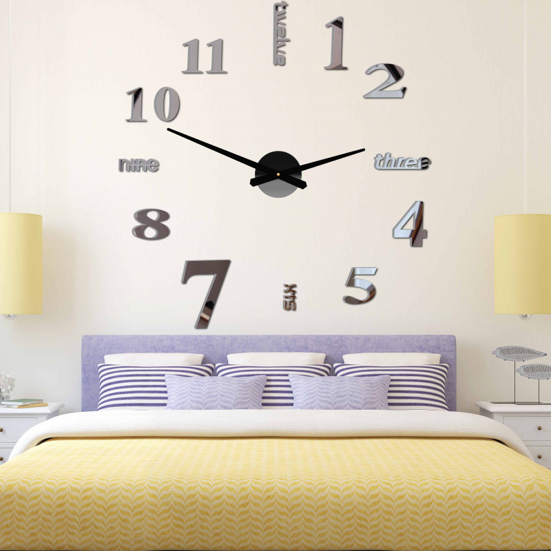 Modern wall clock seven 2D plexiglass MIRROR