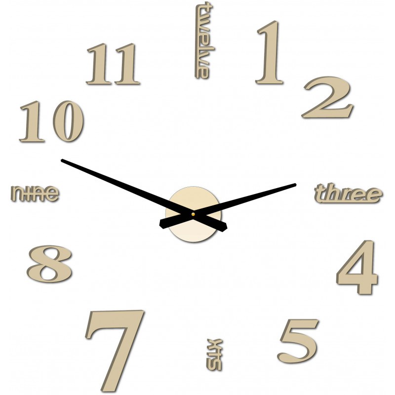 Modern wall clock seven 2D plexiglass MIRROR