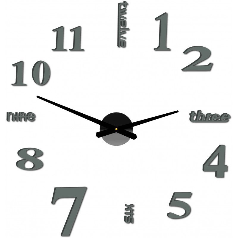 Modern wall clock seven 2D plexiglass MIRROR