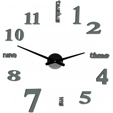 Modern wall clock seven 2D plexiglass MIRROR