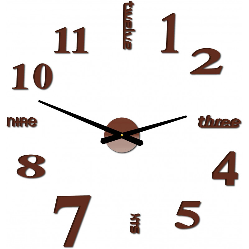 Modern wall clock seven 2D plexiglass MIRROR