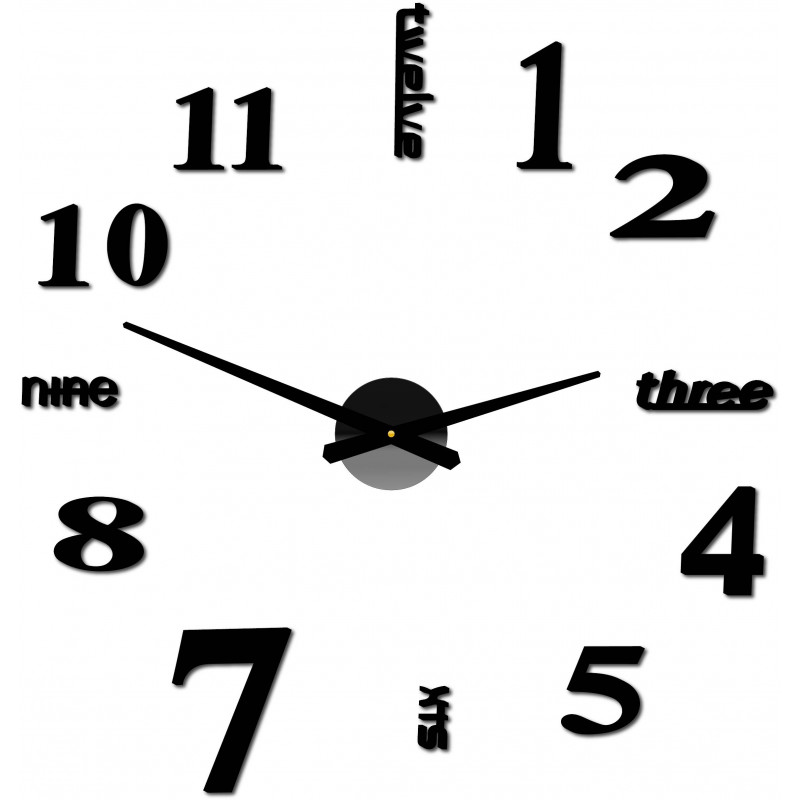 Modern wall clock seven 2D plexiglass MIRROR