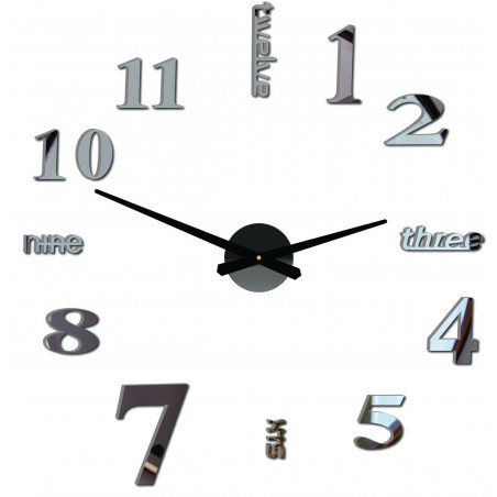 Modern wall clock seven 2D plexiglass MIRROR Modern wall clock seven 2D plexiglass MIRROR