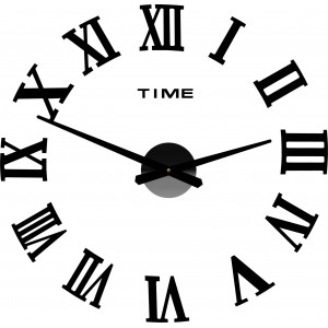 Wall clock with adhesive Roman numerals 2