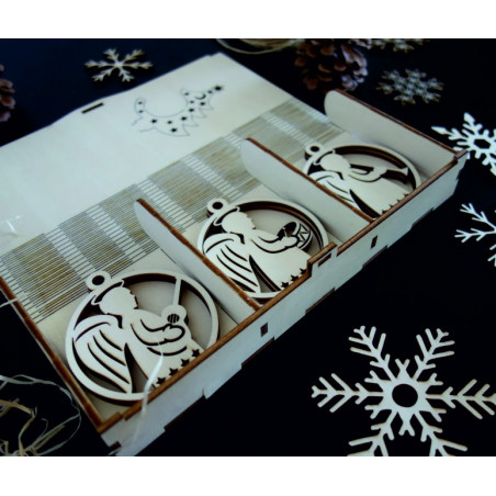 Vintage Wooden Christmas Ornaments, The set contains 18 pieces