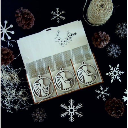 Vintage Wooden Christmas Ornaments, The set contains 18 pieces