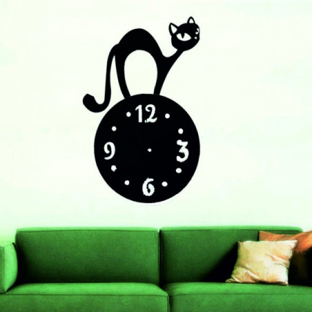Wall clock cat (mirror clock on the wall cat) SIMON