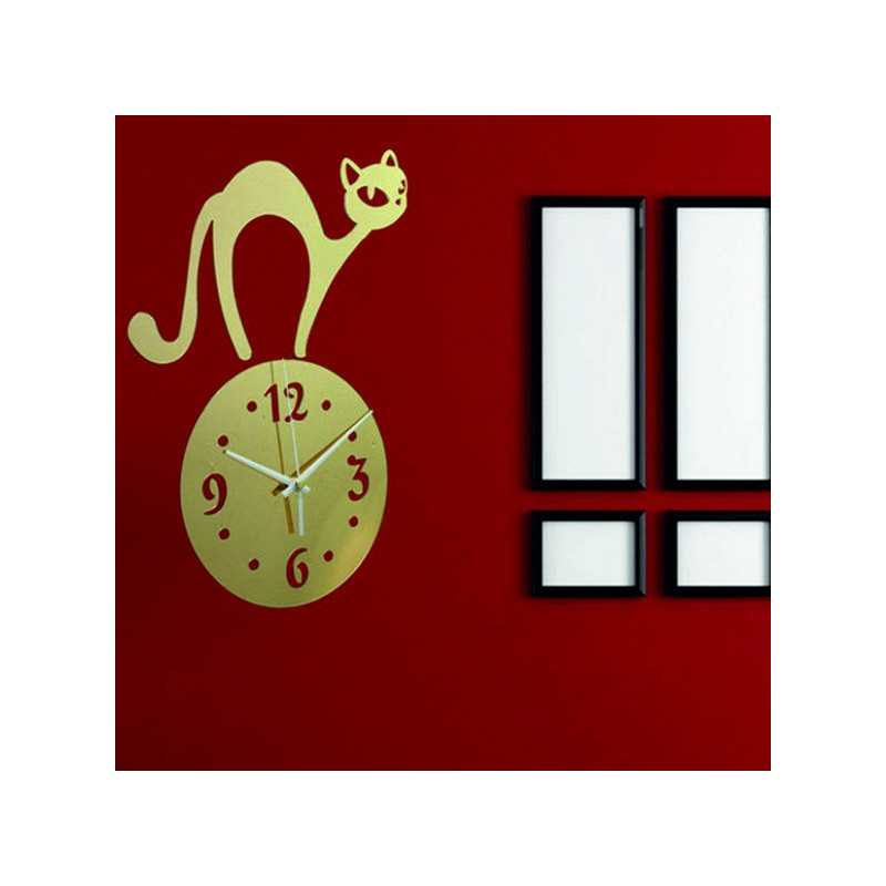 Wall clock cat (mirror clock on the wall cat) SIMON