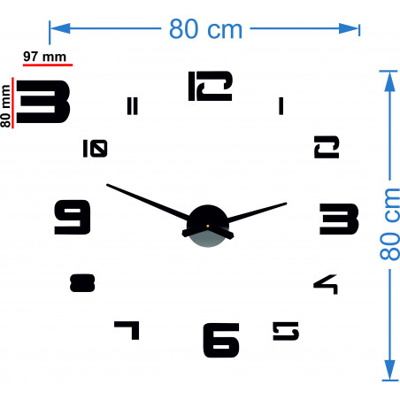 Wall clock adhesive large plexi DIY STRONGO Wall clock adhesive large plexi DIY STRONGO