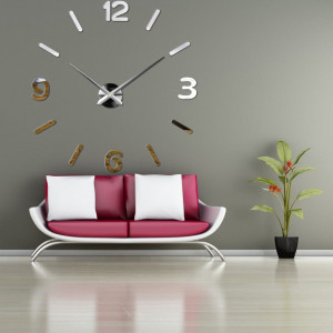 Large DIY 3D PMMA FOAM mirror wall clock