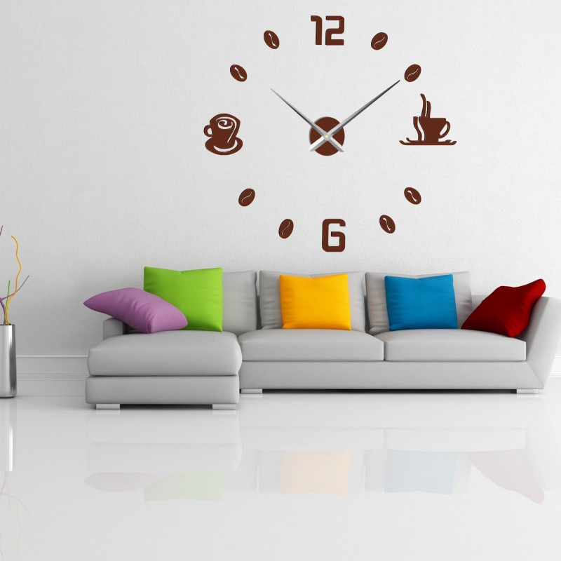 Large wall clock adhesive COFFE PLEXI