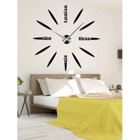 Large wall clock adhesive mirror 3D DIY SIX Large wall clock adhesive mirror 3D DIY SIX