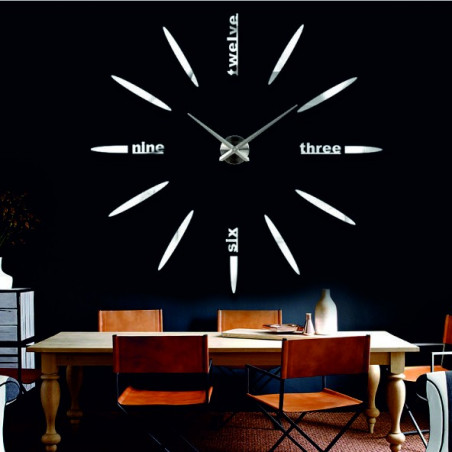 Large wall clock adhesive mirror 3D DIY SIX Large wall clock adhesive mirror 3D DIY SIX