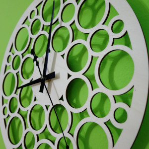 Wall clock made of wood plywood in the footsteps of time 2