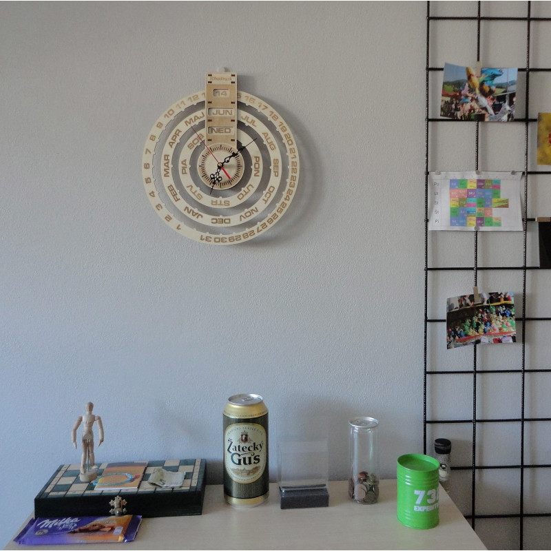 Wooden calendar wall clock calendar made of wood laser engraved CALENDAR