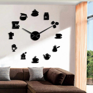 Wall Clock Mirror Binding Modern Clock Coffee Coffee ZRNO 2
