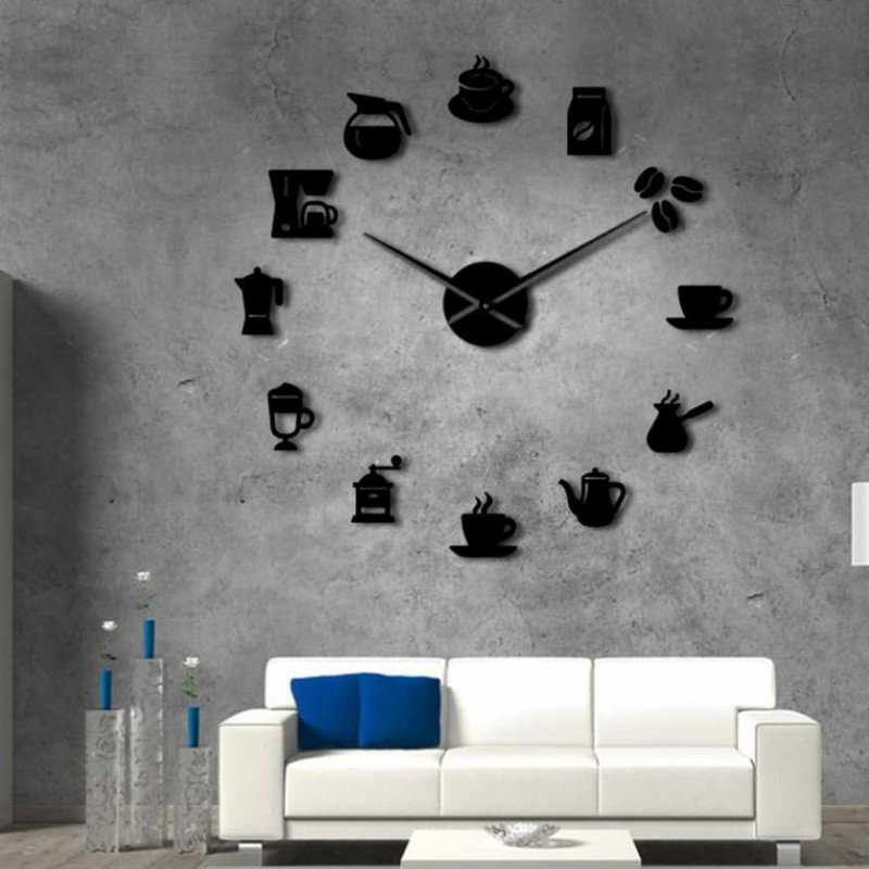 Wall Clock Mirror Binding Modern Clock Coffee Coffee ZRNO