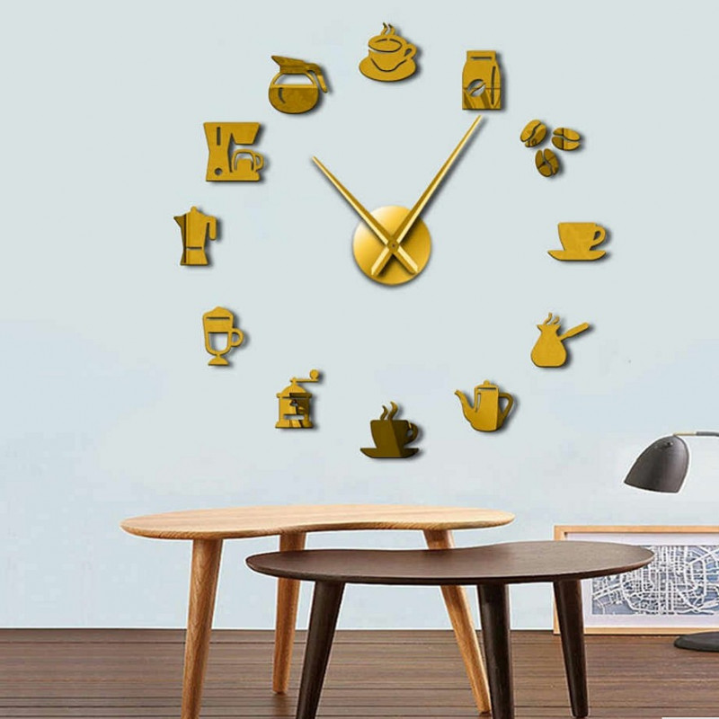 Wall Clock Mirror Binding Modern Clock Coffee Coffee ZRNO