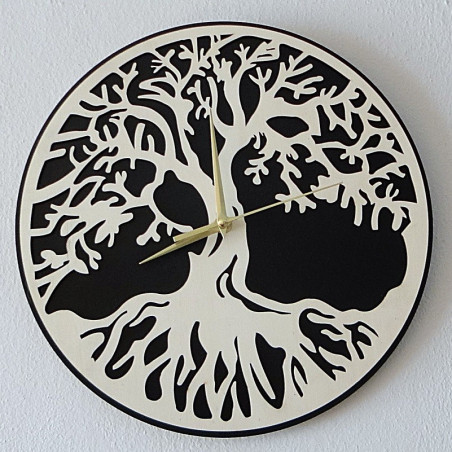 Wall clock tree of life material plywood poplar and black MDF Wall clock tree of life material plywood poplar and black MDF