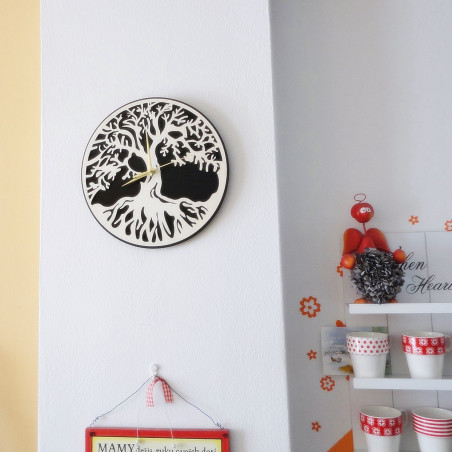 Wall clock tree of life material plywood poplar and black MDF Wall clock tree of life material plywood poplar and black MDF