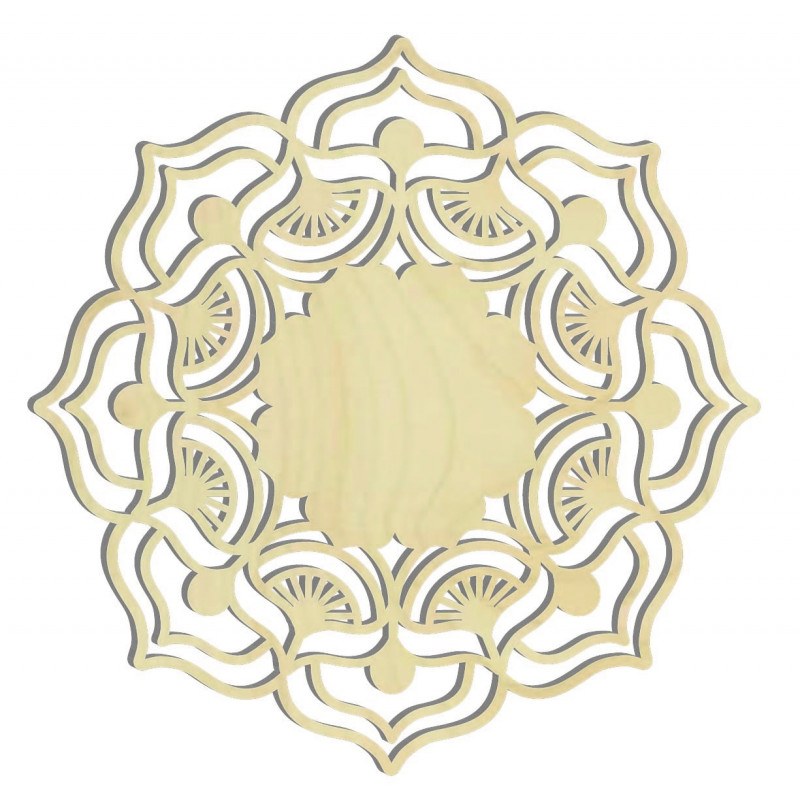 The rose of life rose round a wooden picture on a plywood wall MIREK