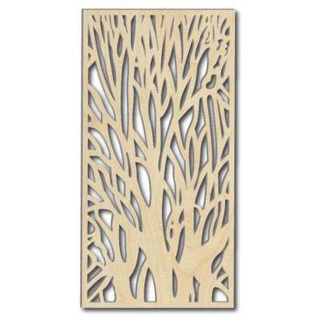 Wooden image on the wall silhouette of branches made of plywood tree Fibis