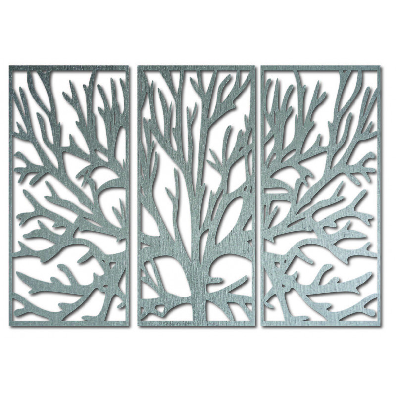 Wooden plywood wall painting of tree branches in a frame / 3 pieces of frame / FERO