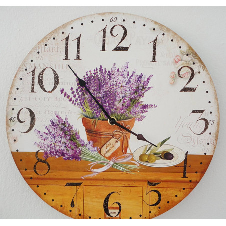 Wooden clock lavender dream MDF. Diameter 30 cm