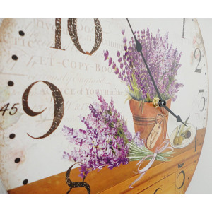 Wooden clock lavender dream MDF. Diameter 30 cm 2