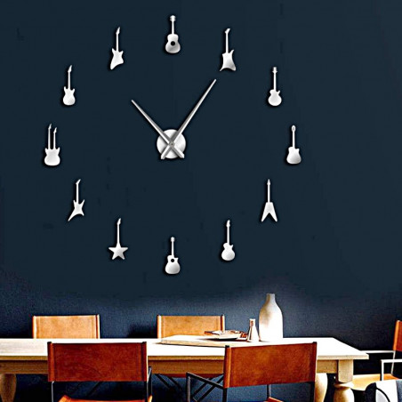Wall Clock Guitar Modern Sticker Mirror Clock DIY GUITAR Wall Clock Guitar Modern Sticker Mirror Clock DIY GUITAR
