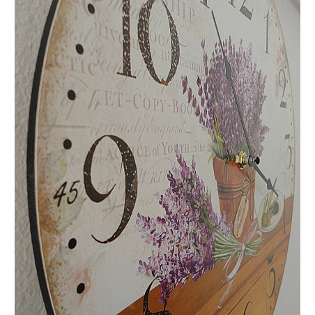 Wooden clock lavender dream MDF. Diameter 30 cm