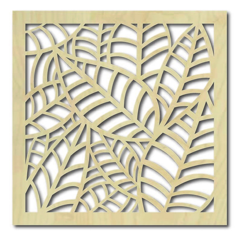 Wall painting carved from wooden plywood Poplar FERN