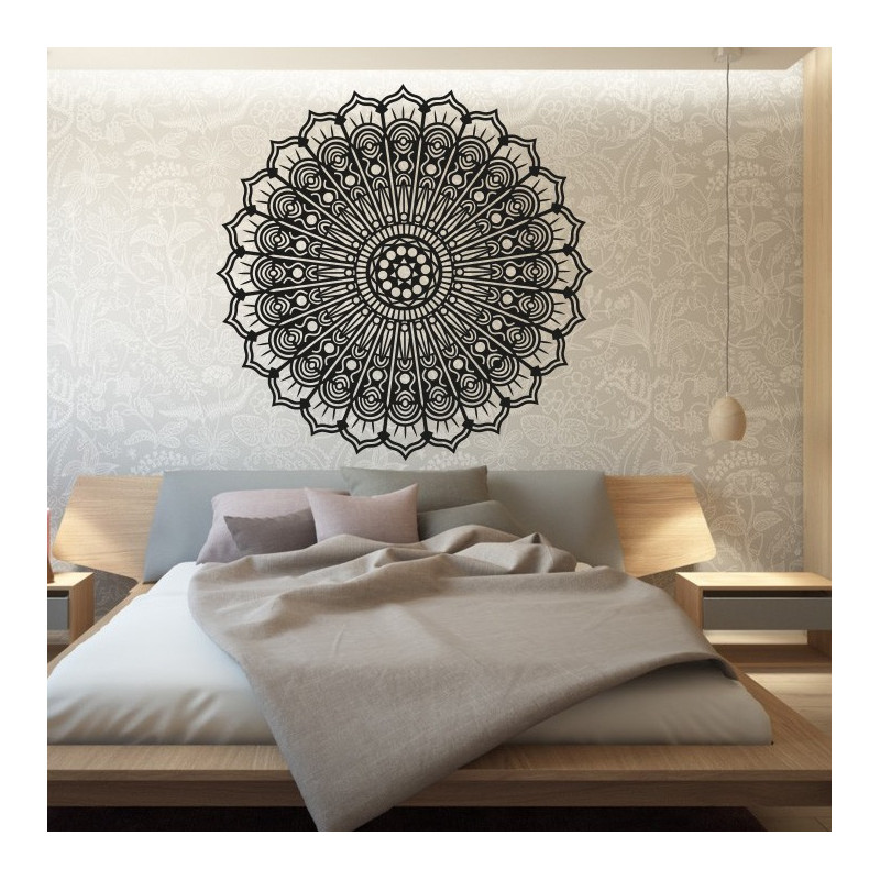 Mandala flower calm wooden image on a wall of plywood SILVIA