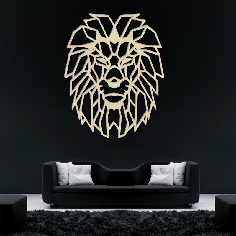 STYLESA Wall painting made of plywood lion head PR0227 HAUFF black