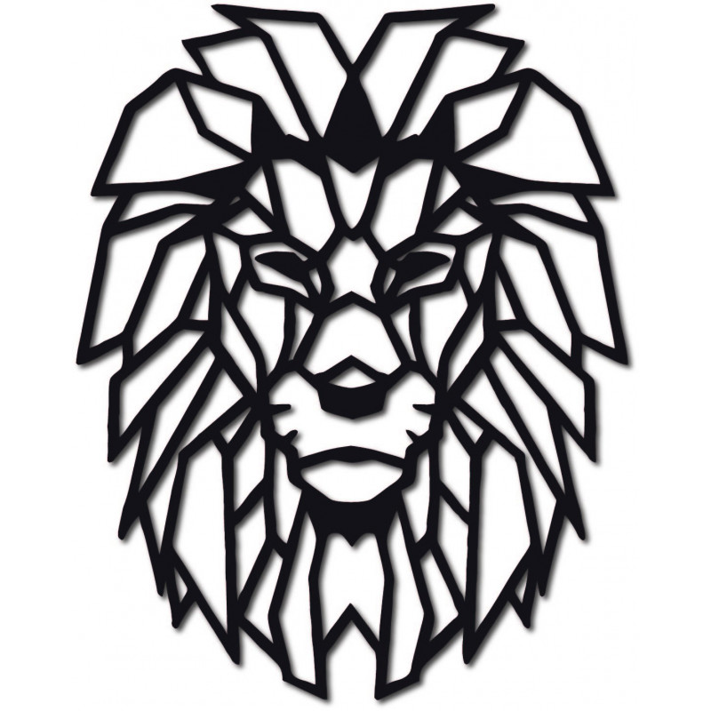 STYLESA Wall painting made of plywood lion head PR0227 HAUFF black