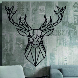 STYLESA carved wooden picture deer PR0232 black