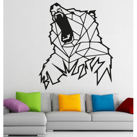 STYLESA Carved picture on the wall of wood bear PR0243 brown