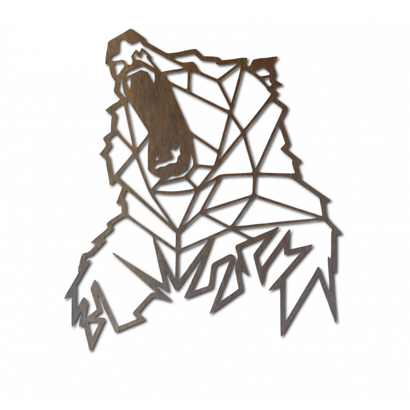 STYLESA Carved picture on the wall of wood bear PR0243 brown