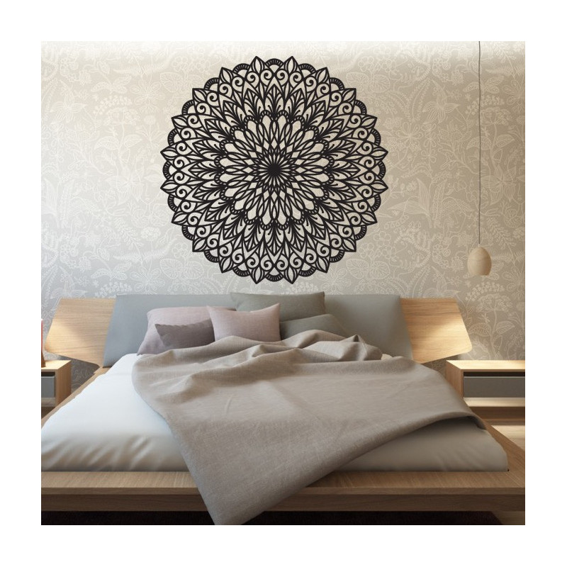 Carved flower mandala wooden wall picture of plywood