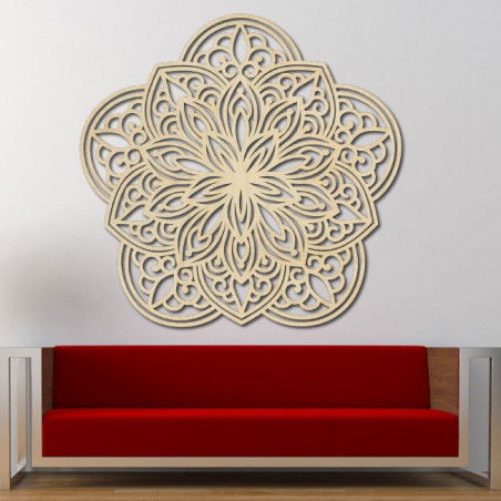 Flower Carved Mandala Wooden Plywood Wall Picture