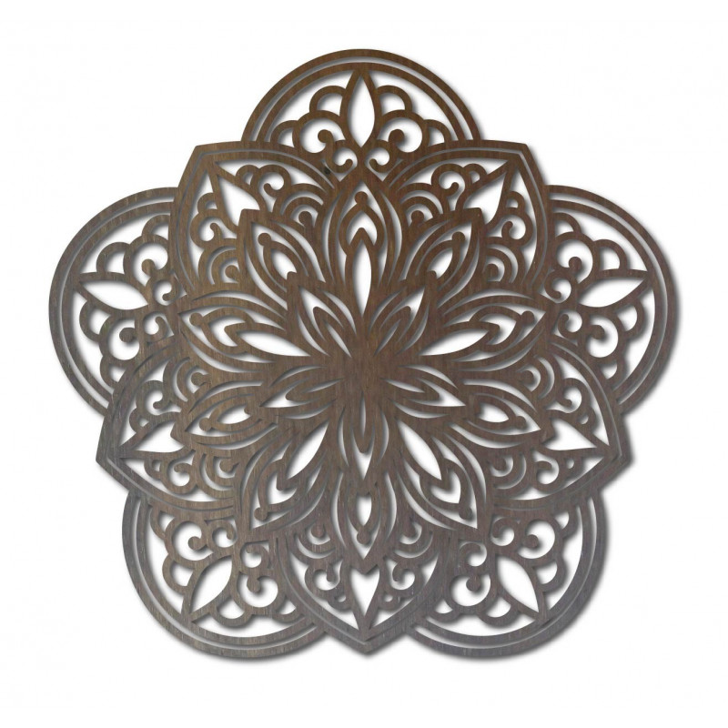 Flower Carved Mandala Wooden Plywood Wall Picture