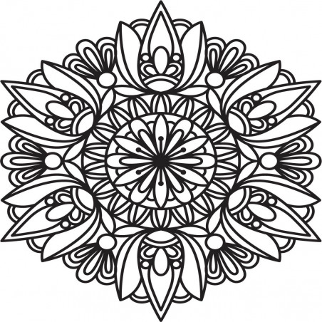 Carved mandala wooden painting on plywood wall rose